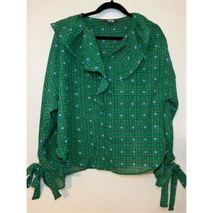 New Eva Franco Anthropologie Asymmetrical Ruffle Blouse